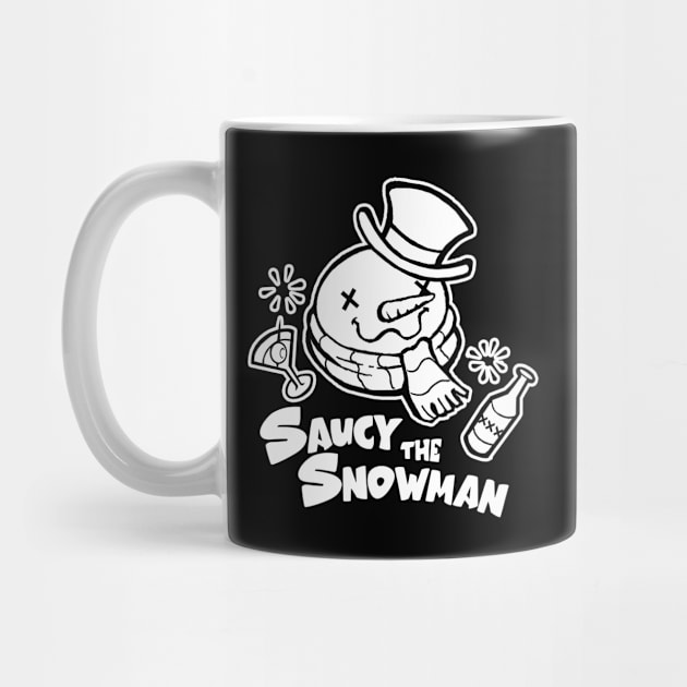 Saucy the Snowman - Frosty Humor - White Outlined Version by Nat Ewert Art